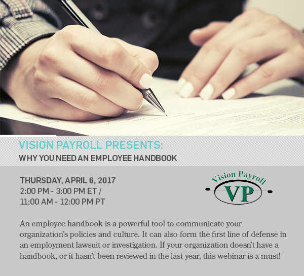 Vision Payroll Presents Why You Need An Employee Handbook Vision Payroll