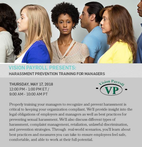 Vision Payroll Presents Harassment Prevention Training for Managers